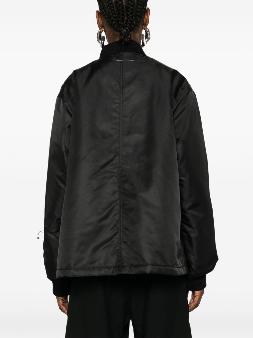 Shop Mm6 Maison Margiela Signature Single-stitch Logo Bomber Jacket In Black