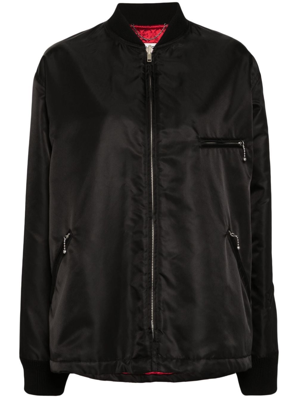 Shop Mm6 Maison Margiela Signature Single-stitch Logo Bomber Jacket In Black