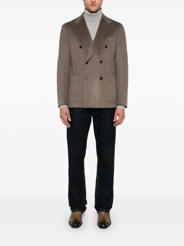 TAGLIATORE テーラードジャケット ブローチ付き Tagliatore ブローチディテール ジャケット | ブラウン