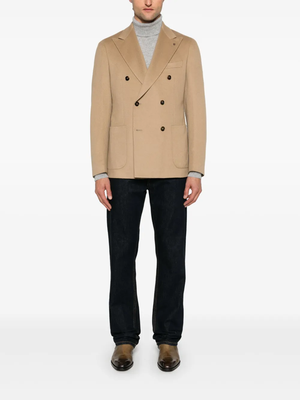 Tagliatore Blazer met broche - Beige