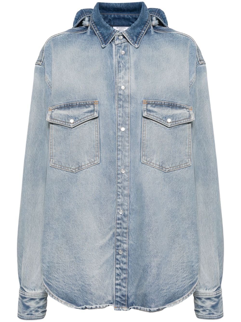 front-back denim shirt