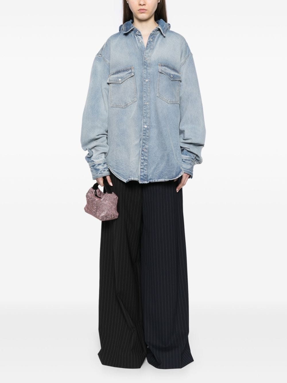 VETEMENTS Denim blouse met open rug - Blauw