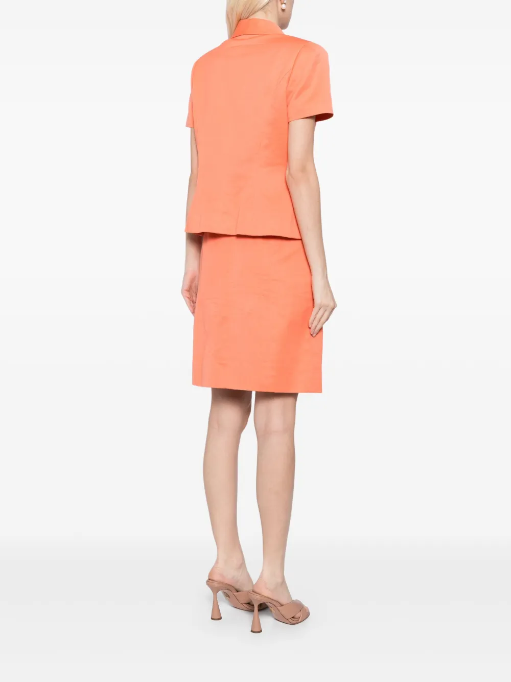 Pre-owned Chanel 1997 Setup Jacket Skirt Suit In Orange