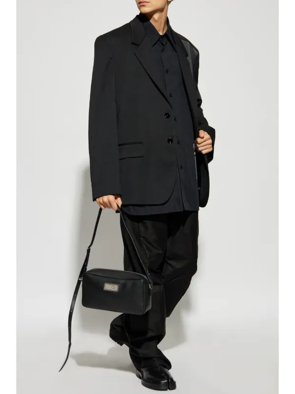 国内発 MM6 ブラックコットンフロントボタン長袖シャツドレス MM6 Maison Margiela ボタン シャツ | ブラック | FARFETCH JP