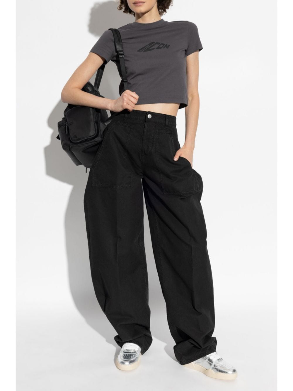 Shop Dsquared2 High-waisted Boyfriend Trousers In Black