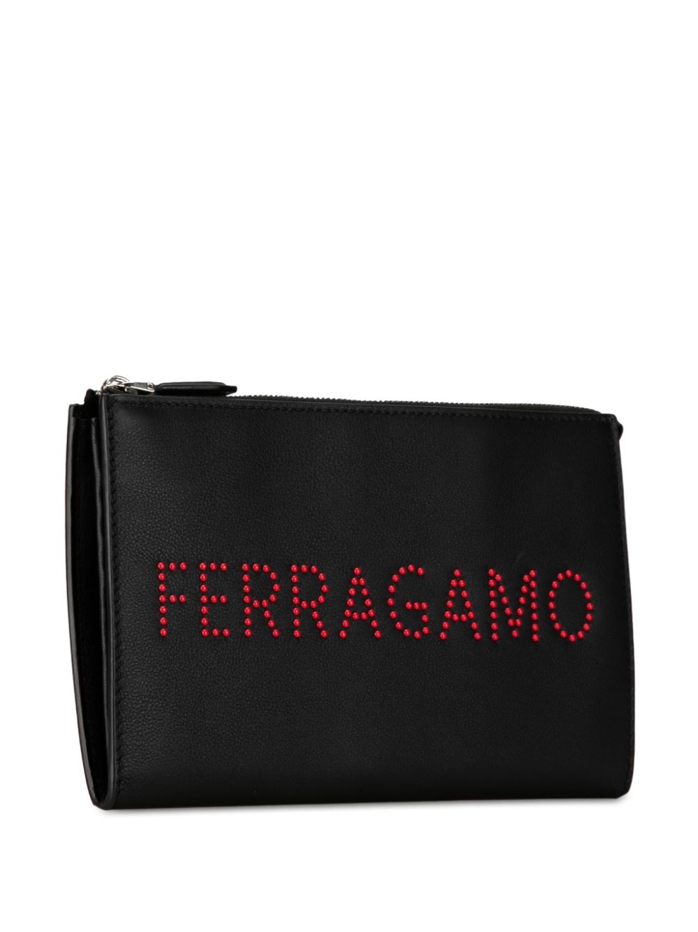 Pre-owned Ferragamo 2015-2023 Leather Logo Clutch Bag In Black