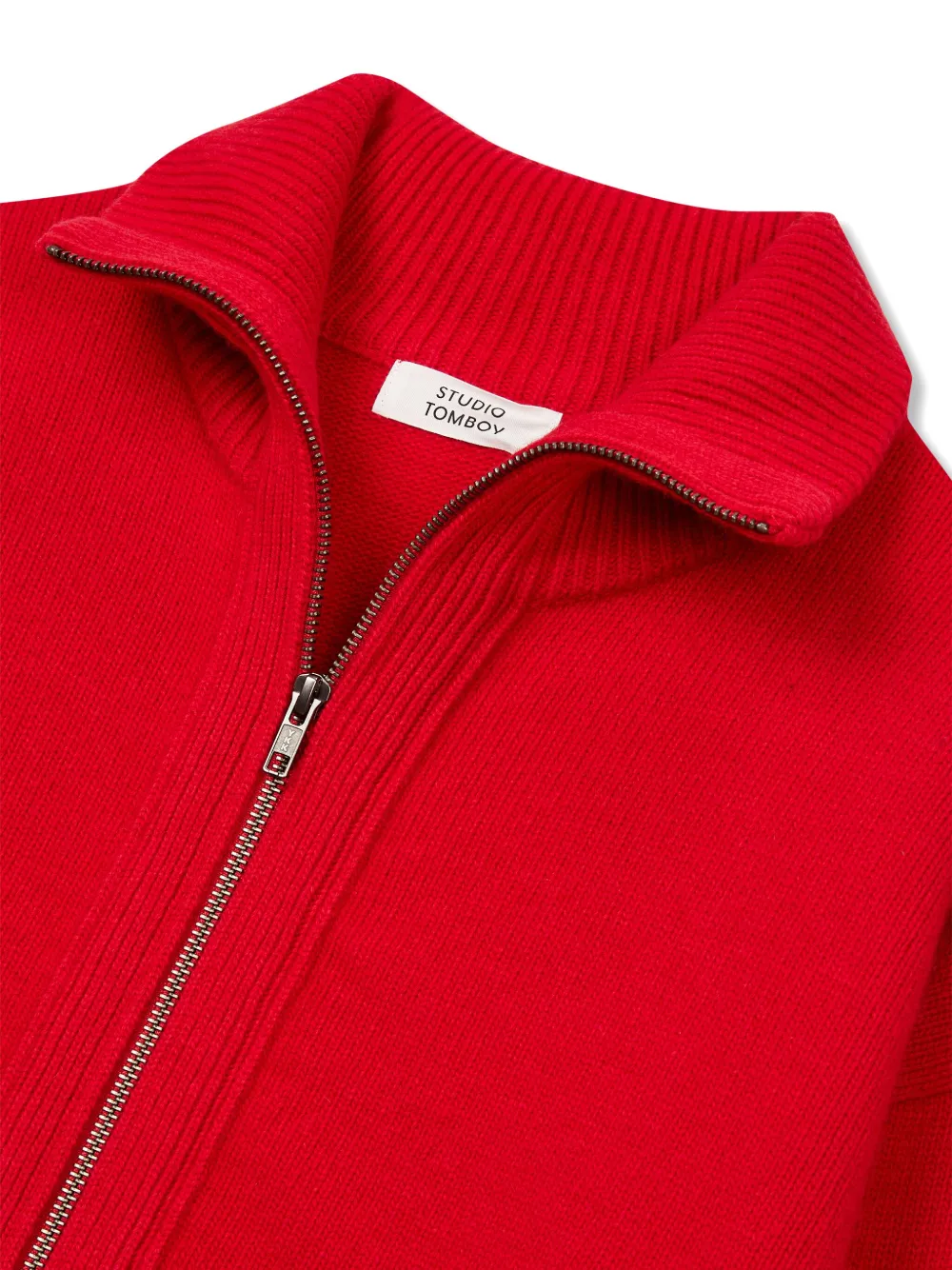 Studio Tomboy High-neck Zip-up Cardigan In 红色
