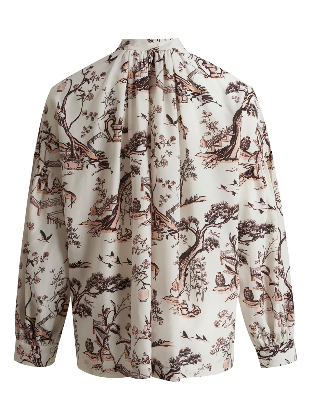Shanghai Tang 'QuShui Garden Party' graphic-print blouse - Beige