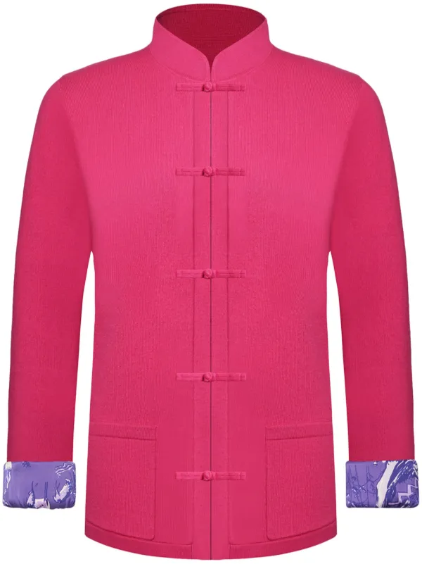 上海灘 SHANGHAI TANG カーディガン カシミア100% 翡翠ボタン シルク