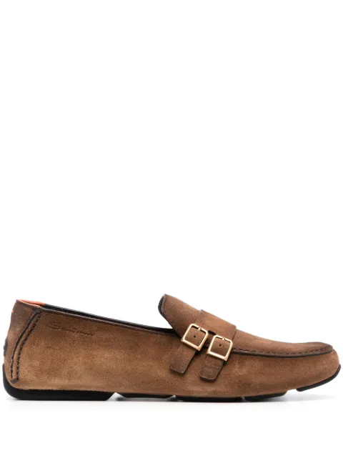 Santoni calf-suede monk shoes