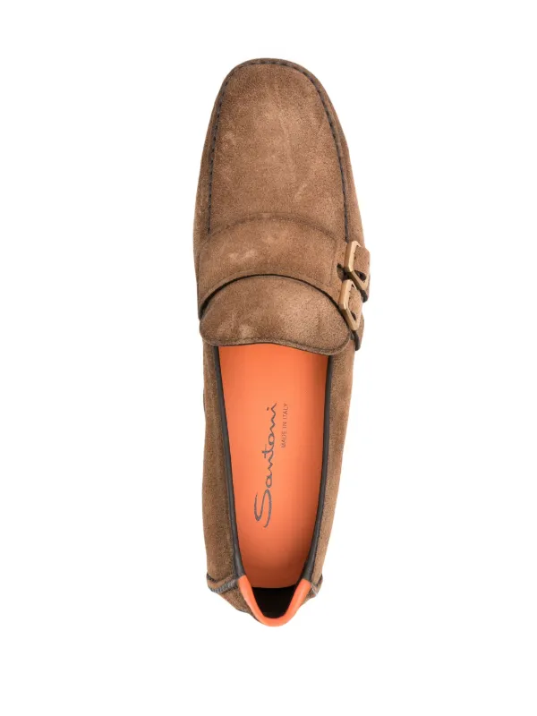 Santoni calf-suede Monk Shoes Brown FARFETCH IN