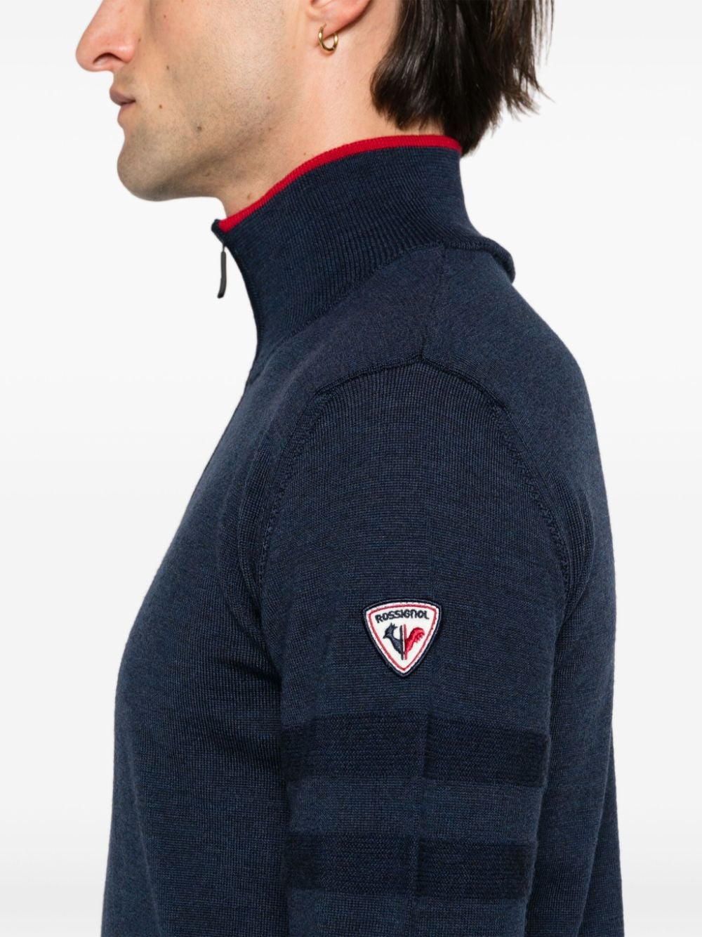 Shop Rossignol Stripe-detail Half-zip Sweater In Blue