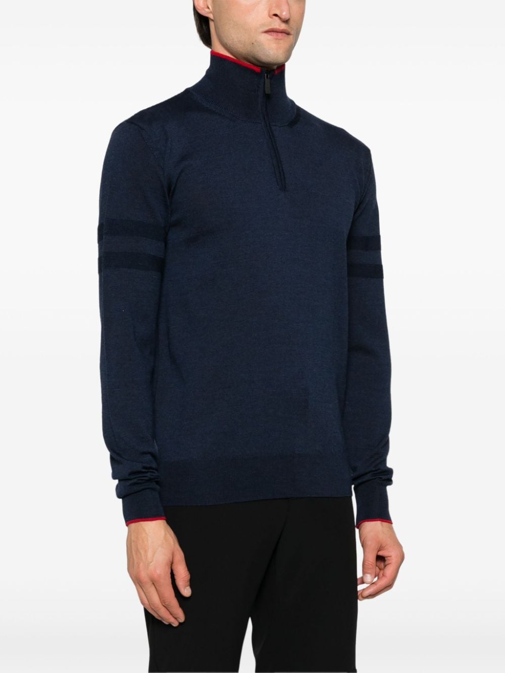 Shop Rossignol Stripe-detail Half-zip Sweater In Blue