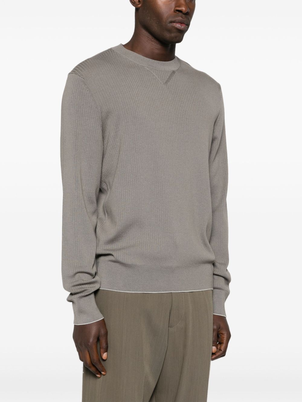 Shop Hugo Boss Fine-ribbed Sweater In Grey