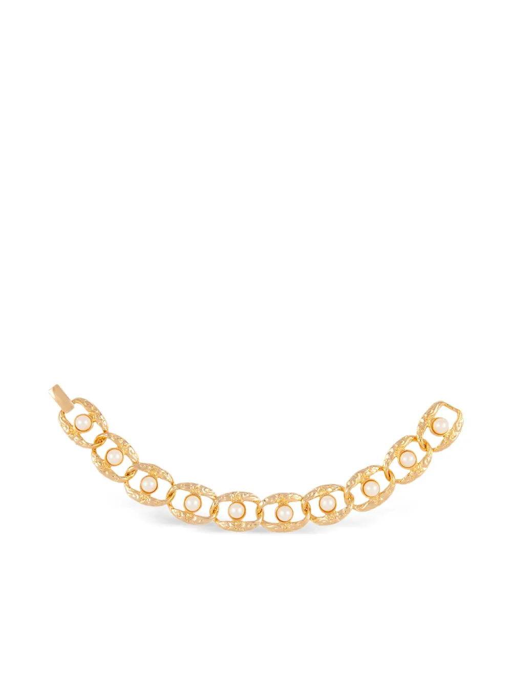 Pre-owned Susan Caplan Vintage 1980s Rediscovered By Susan Caplan Faux-pearl Bracelet In Gold