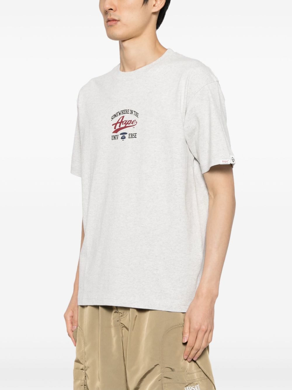 Shop Aape By A Bathing Ape Moonface Logo Universe T-shirt In Grey