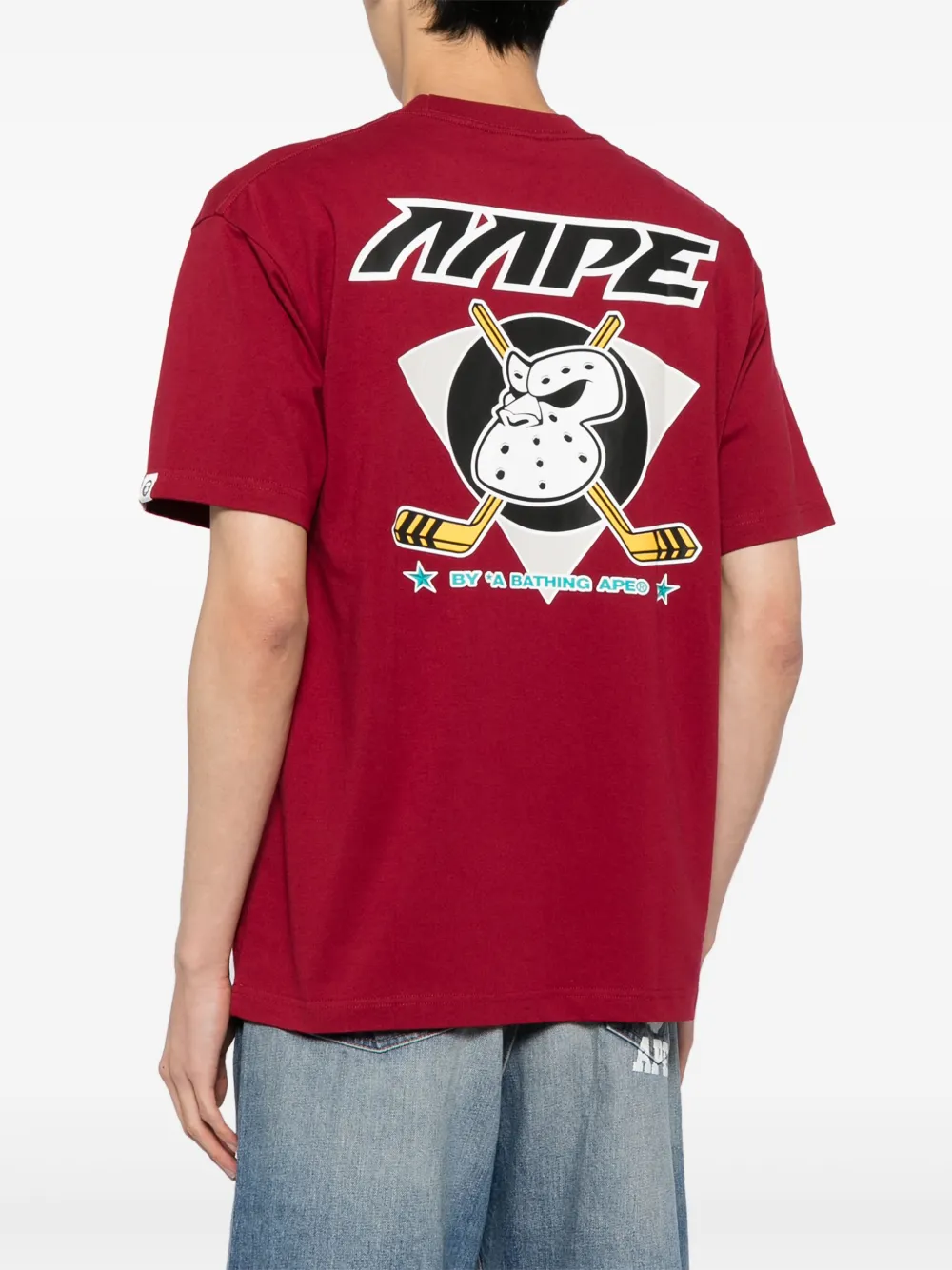 AAPE BY *A BATHING APE Katoenen T-shirt met grafische print Rood