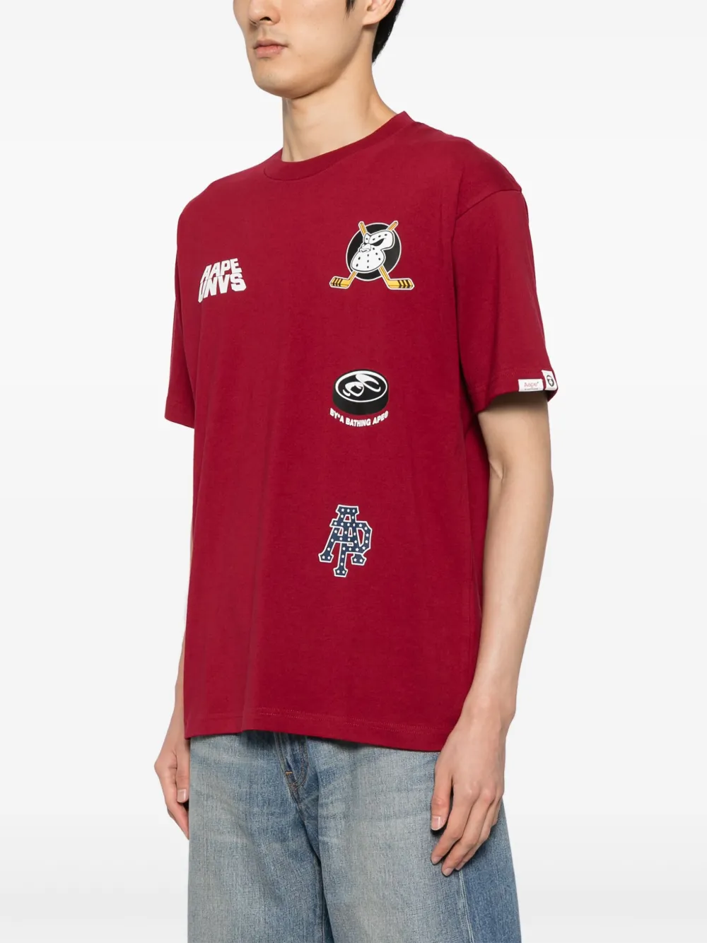 AAPE BY *A BATHING APE Katoenen T-shirt met grafische print Rood