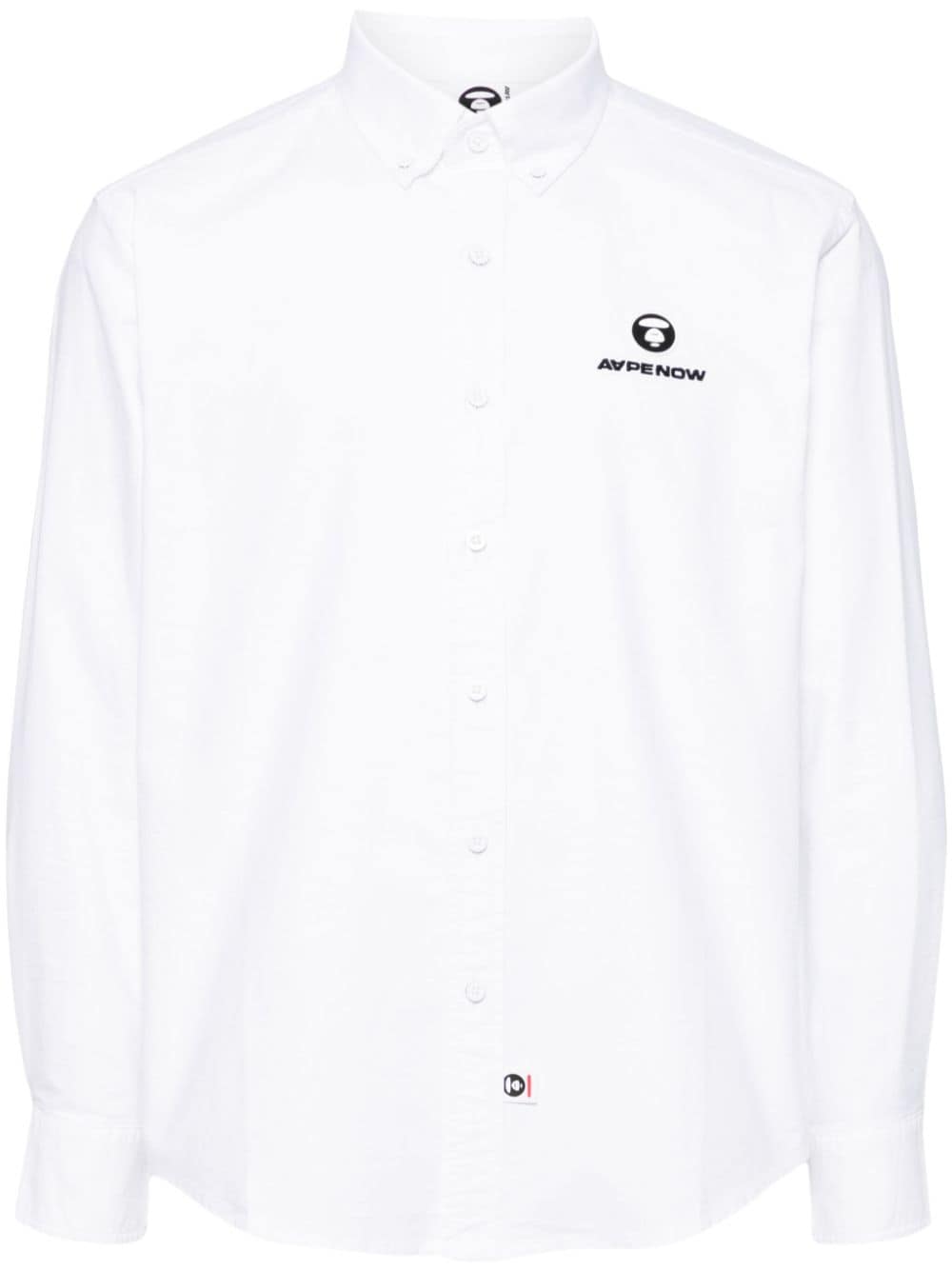 Shop Aape By A Bathing Ape Logo-patch Long-sleeved Shirt In White