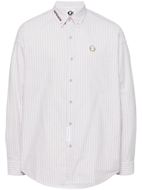 AAPE BY *A BATHING APE logo-patch striped shirt Men