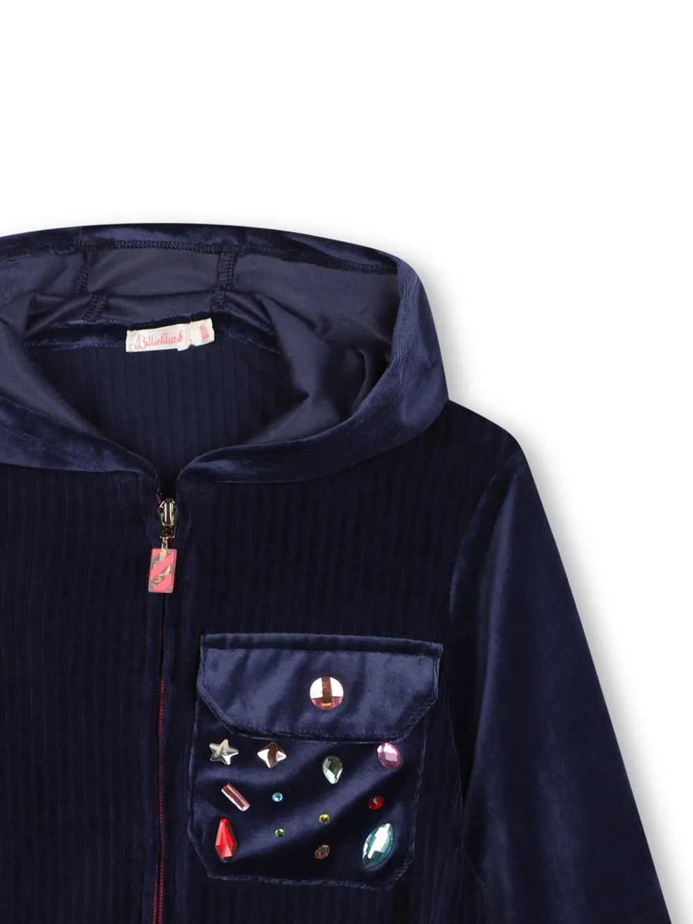 Billieblush Ribfluwelen vest met capuchon Blauw