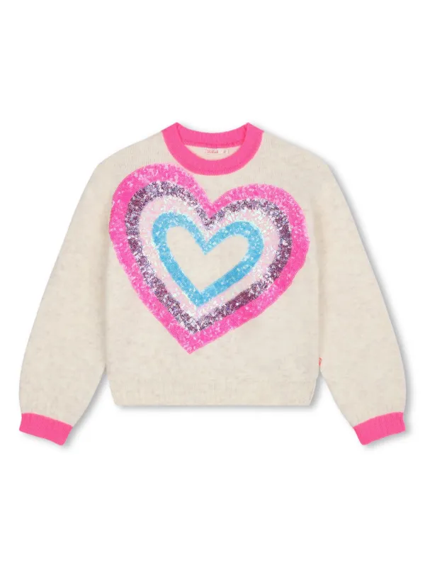 Billieblush heart-embellished Jumper Neutrals FARFETCH AZ
