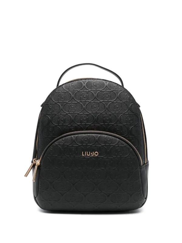 LIU JO embossed logo Backpack Black FARFETCH AE