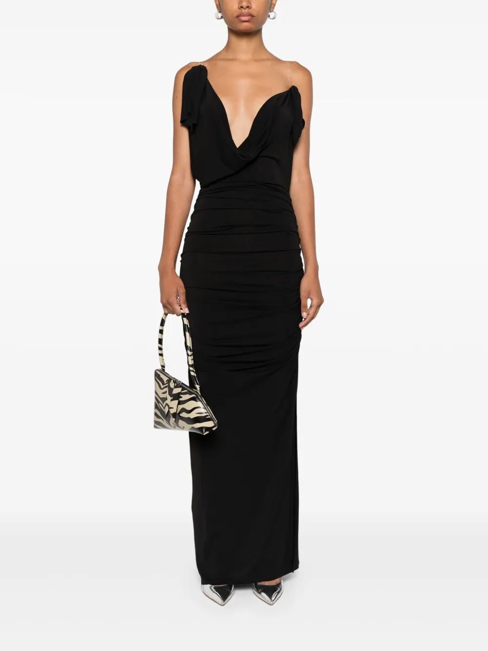 The Attico Maxi-jurk met ruches - Zwart