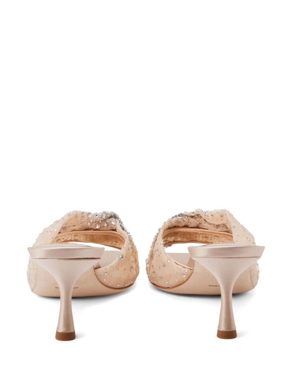 Shop Badgley Mischka 60mm Brandy Rhinestone-embellished Mules In Neutrals