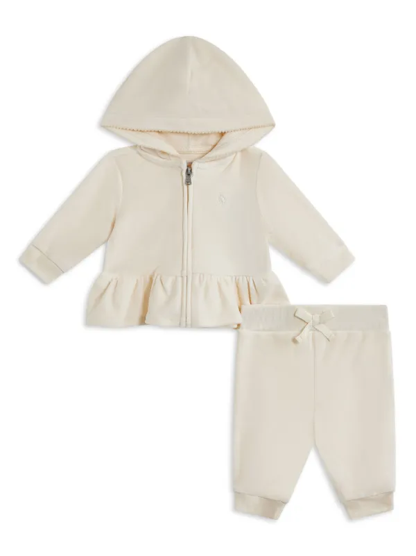 POLO RALPH LAUREN KIDS Velvet Tracksuit Set Neutrals FARFETCH AE