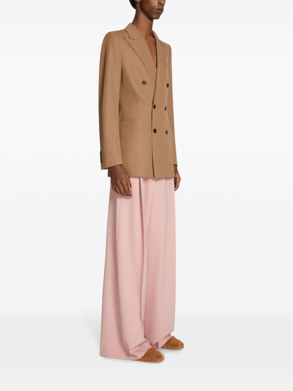 Shop Dries Van Noten Wool Wide-leg Trousers In Pink