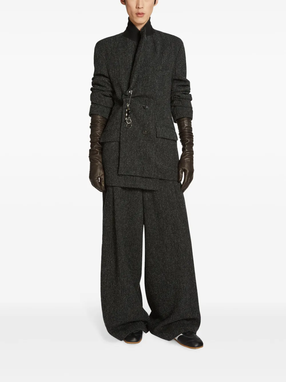 DRIES VAN NOTEN Broek met wijde pijpen - Zwart