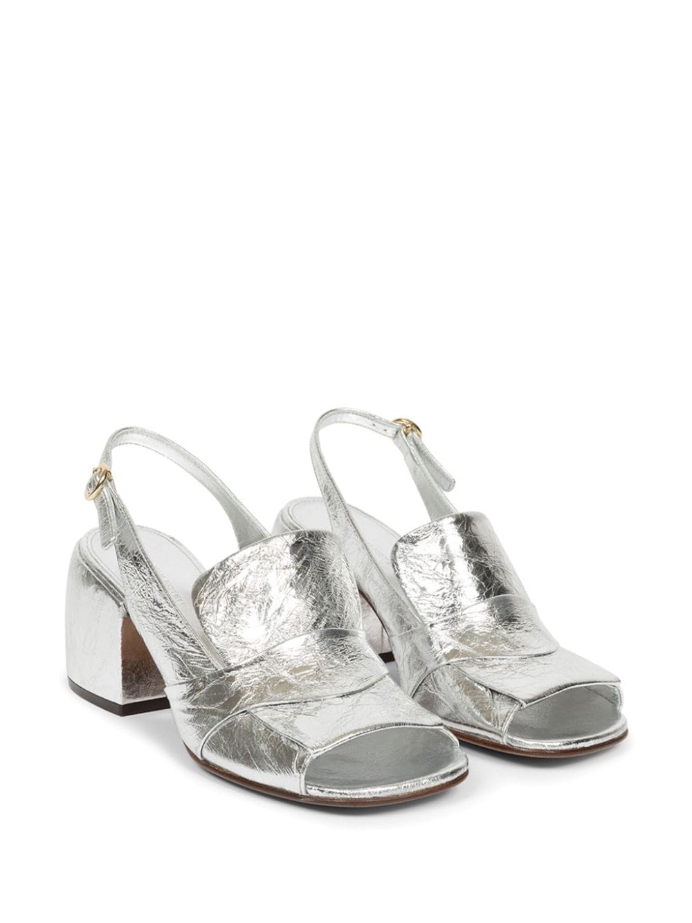 Shop Dries Van Noten 65mm Slingback Sandals In Silver