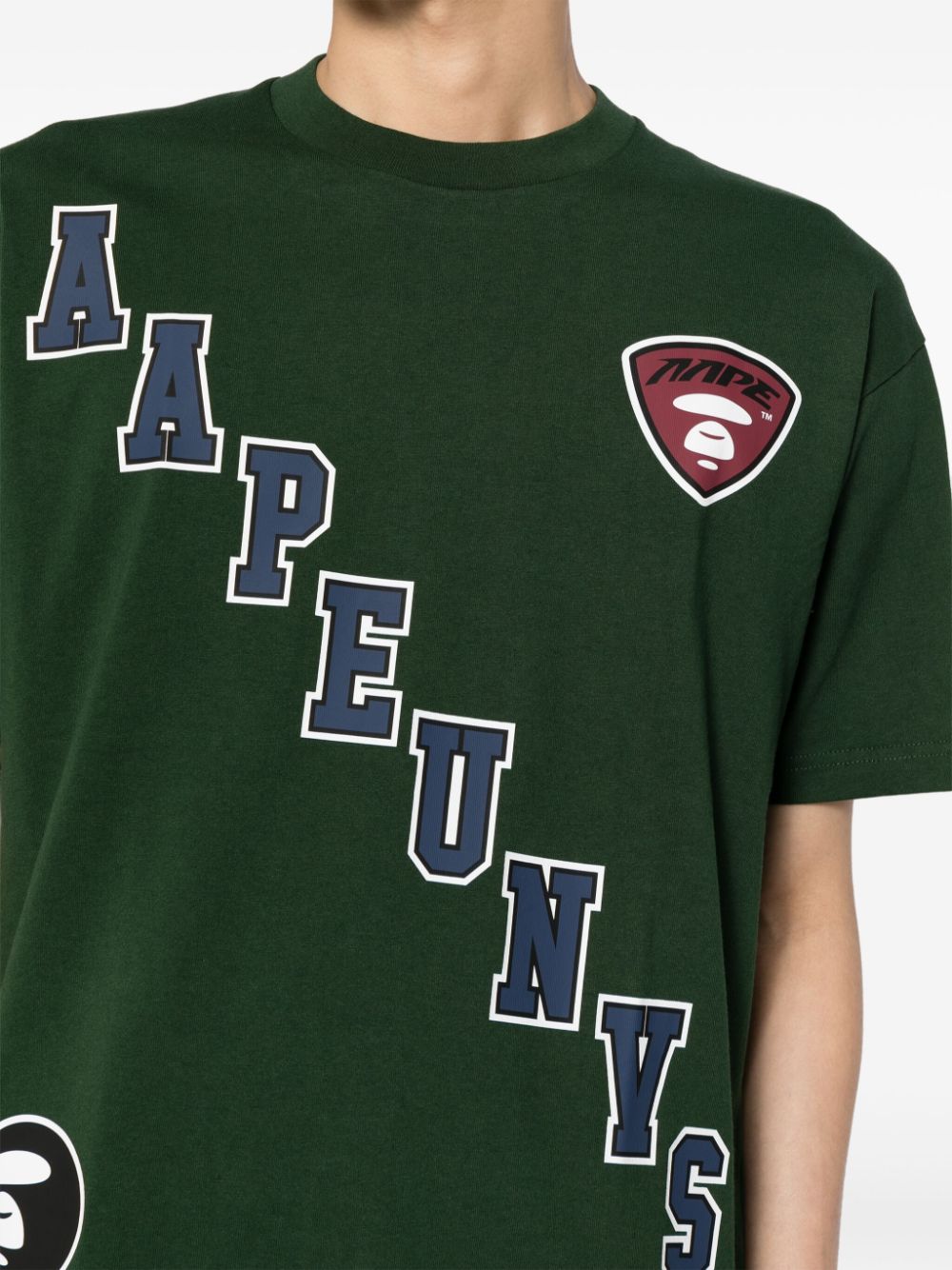 Shop Aape By A Bathing Ape Graphic-printed Cotton T-shirt In Green