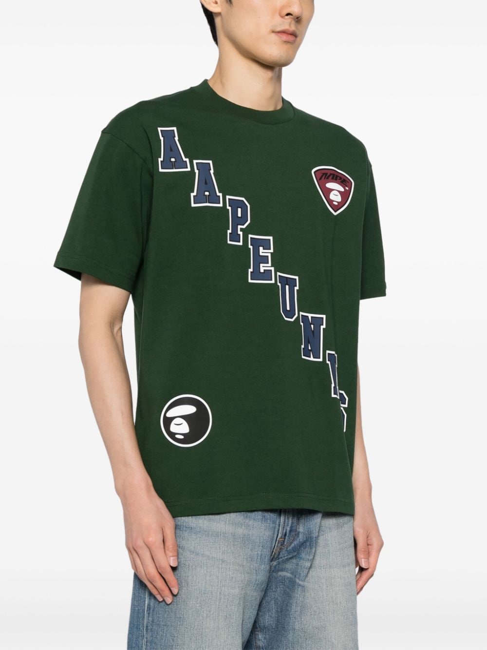 Shop Aape By A Bathing Ape Graphic-printed Cotton T-shirt In Green