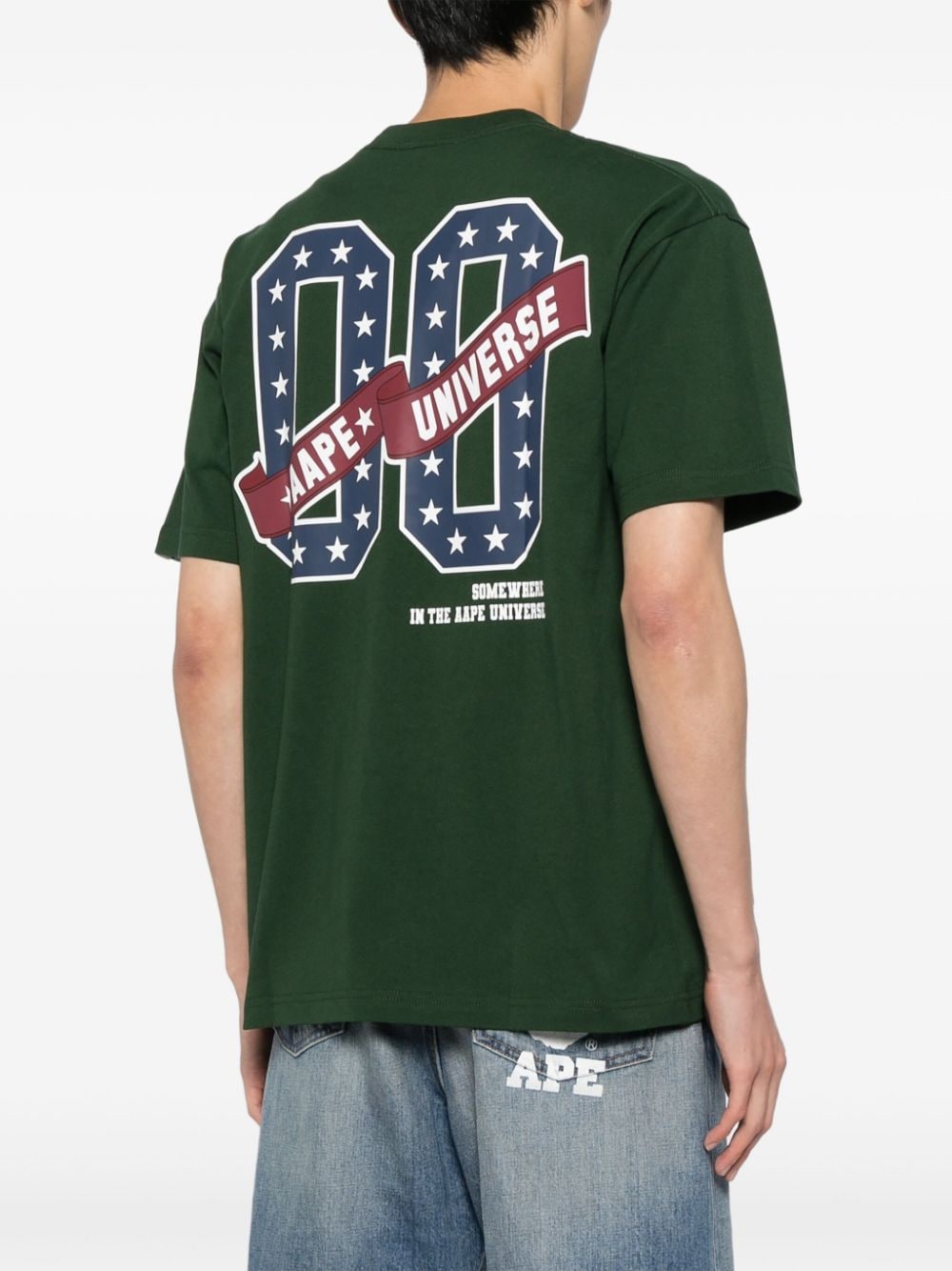 Shop Aape By A Bathing Ape Graphic-printed Cotton T-shirt In Green