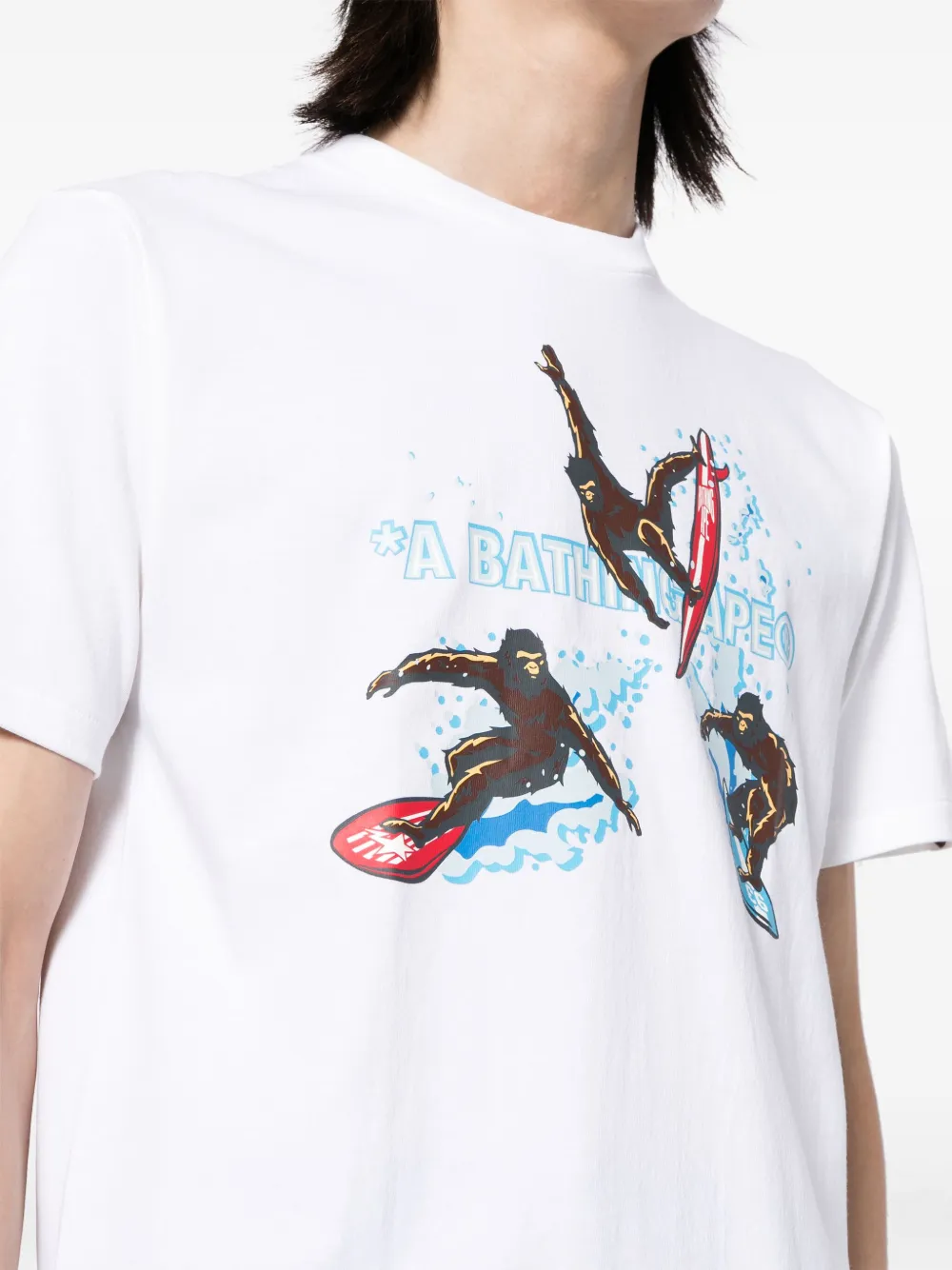 A Bathing Ape Surfing Apes T-shirt In White
