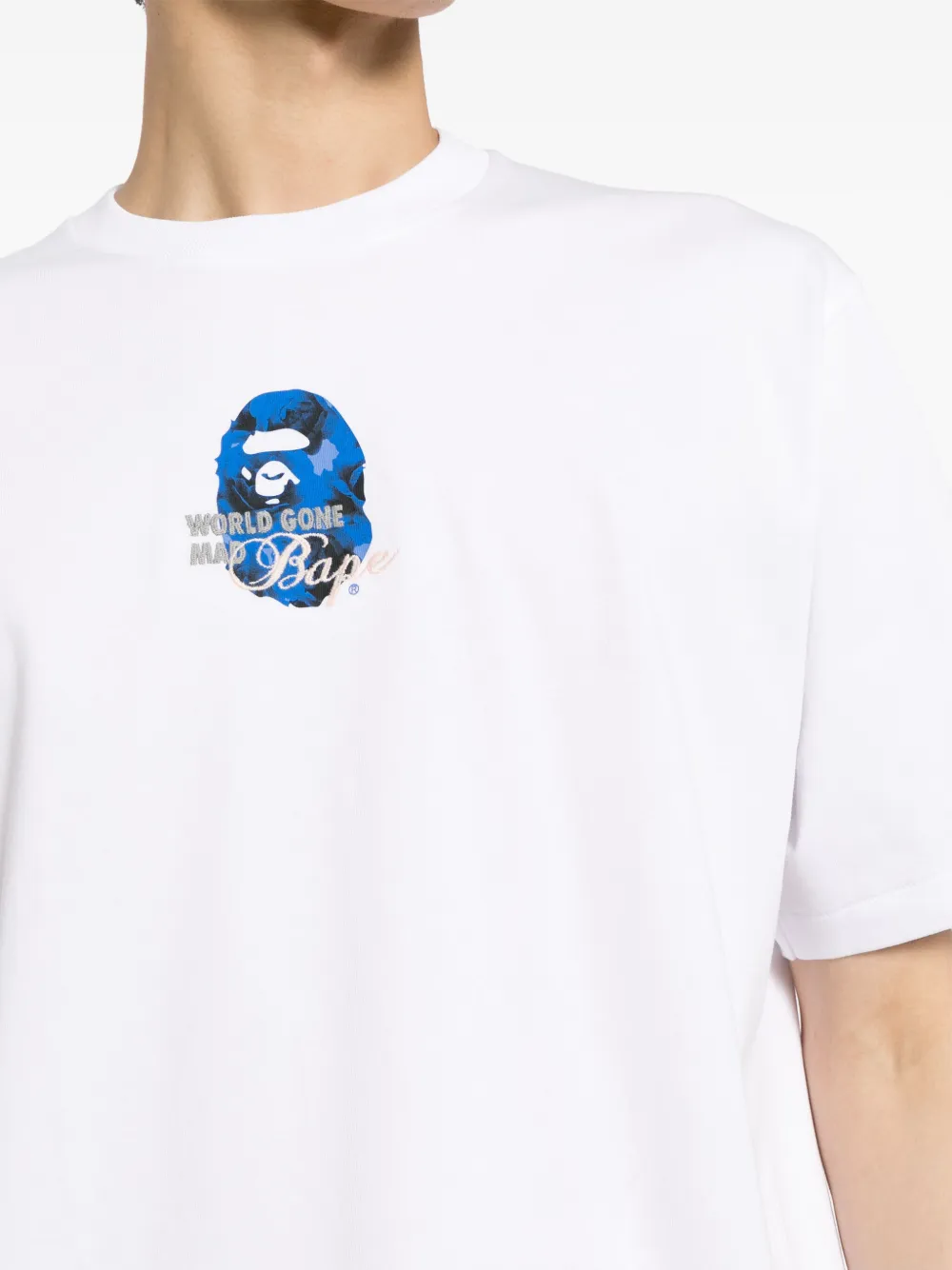 A BATHING APE T-shirt met geborduurd logo Wit