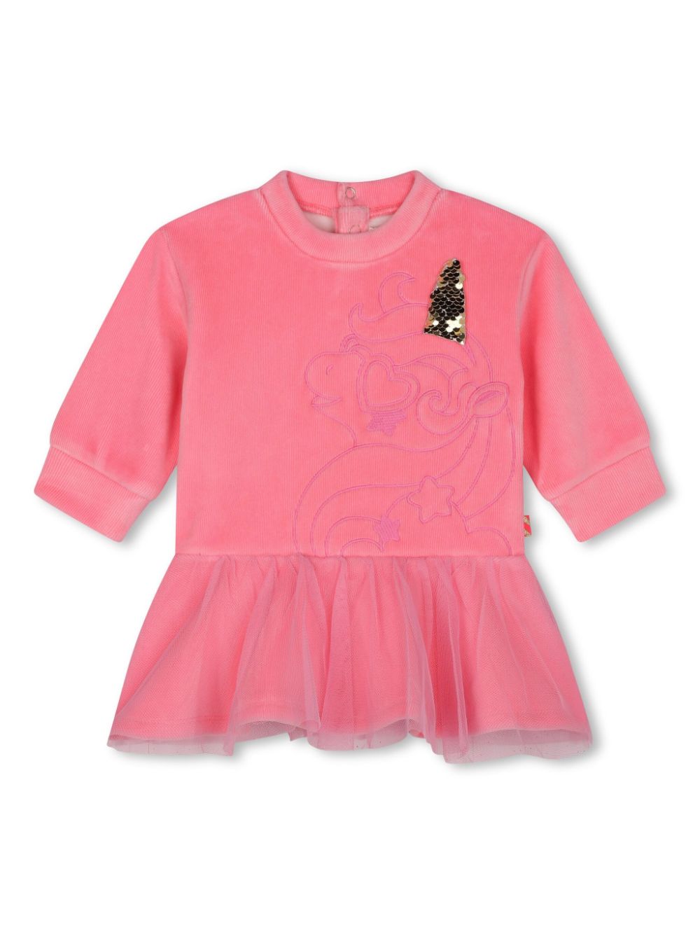 Billieblush unicorn-embroidered mini dress - Pink