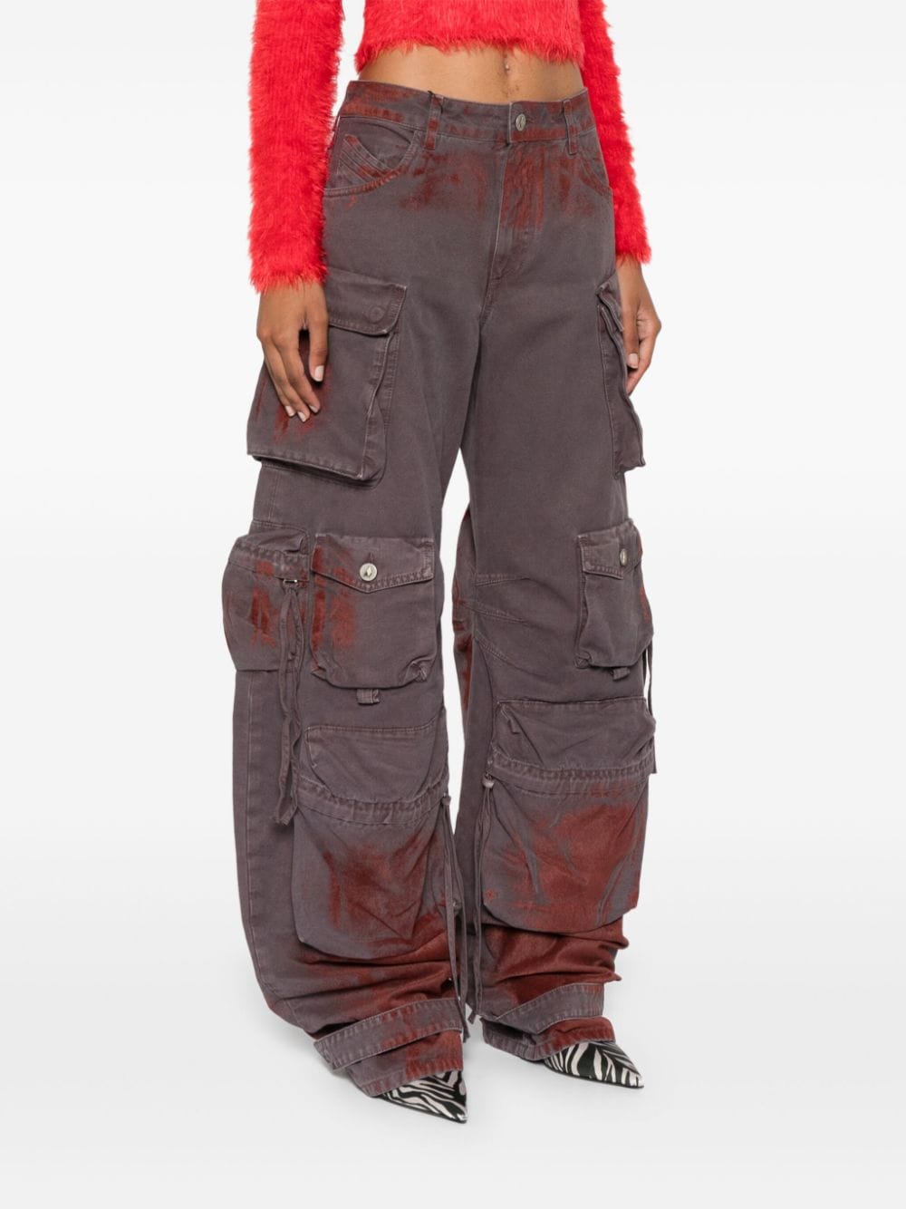 Shop Attico Fern Cargo Pants In Purple