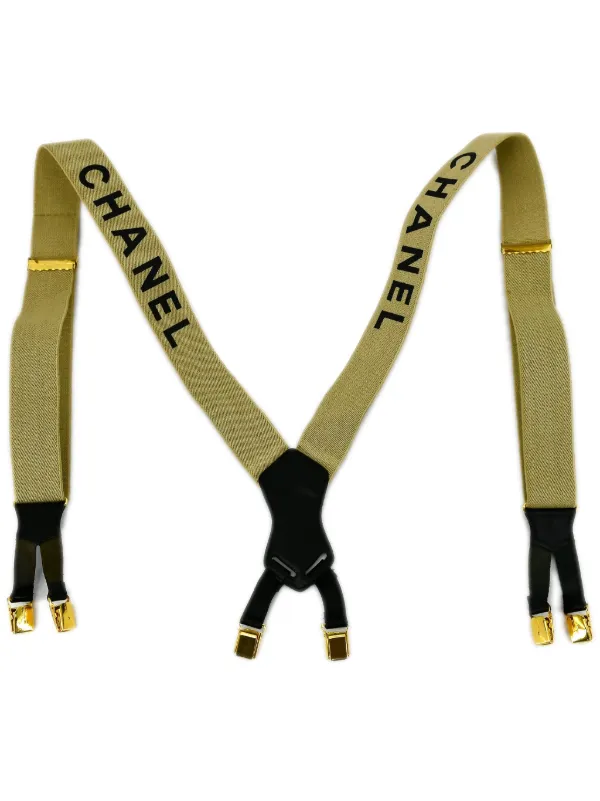 Chanel Pre-owned 1990-2000s Logo-jacquard Suspenders in Neutrals