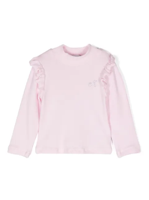 Monnalisa rhinestone-logo sweater