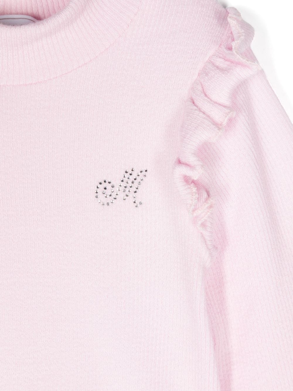 Shop Monnalisa Rhinestone-logo Sweater In Pink