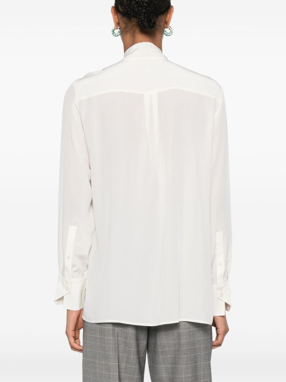 Shop Hugo Boss Pussy-bow Blouse In Neutrals