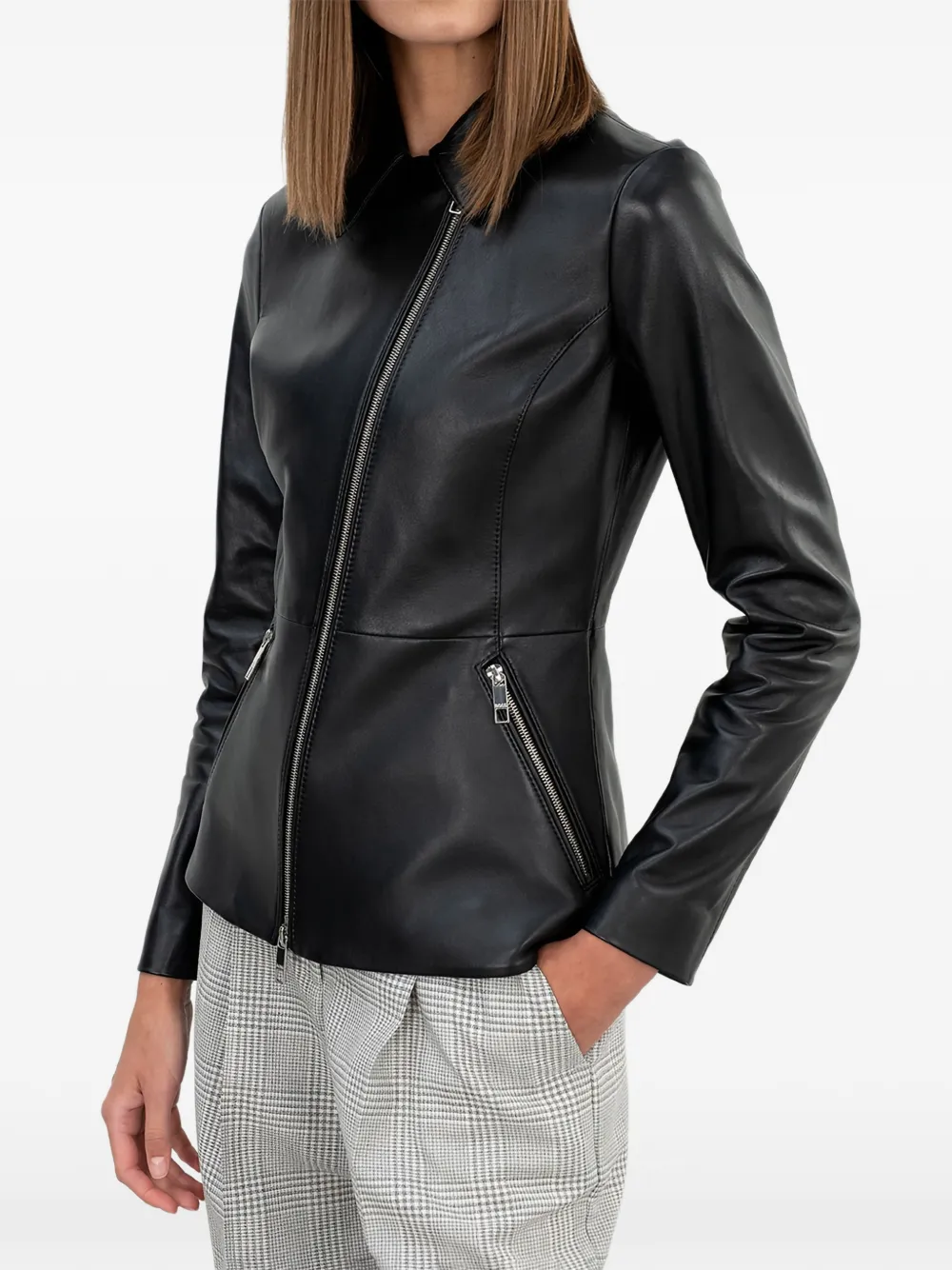  Boss Zip Leather Jacket - Black 