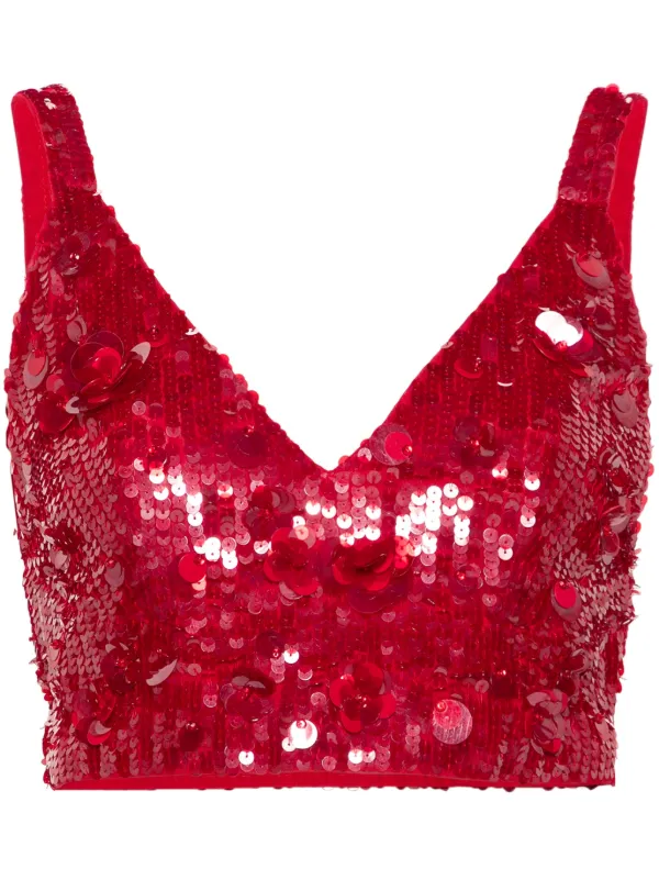 Red sparkly crop top online