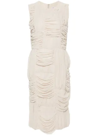Comme Des Garcons Comme Des Garcons Vestido Midi Con Diseno Fruncido Neutro FARFETCH MX