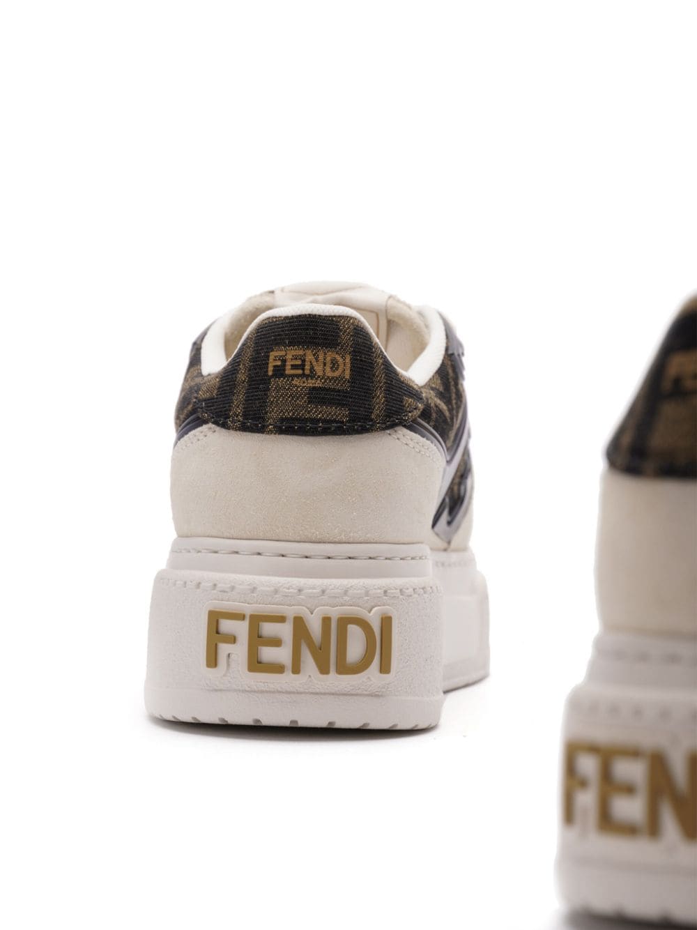 Shop Fendi Zuca-motif Panelled Sneakers In Brown