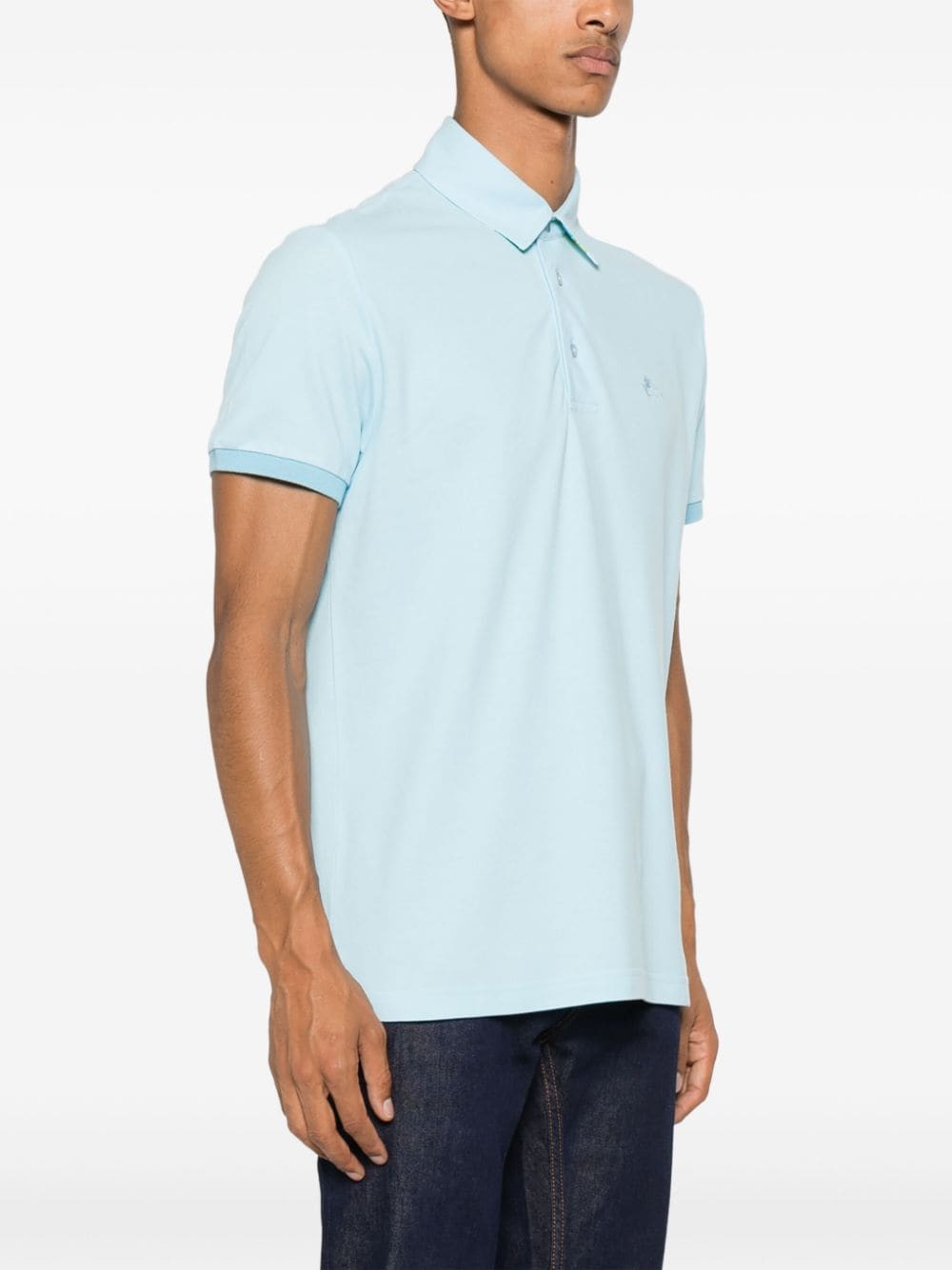 Shop Etro Pegaso-motif Polo Shirt In Blue