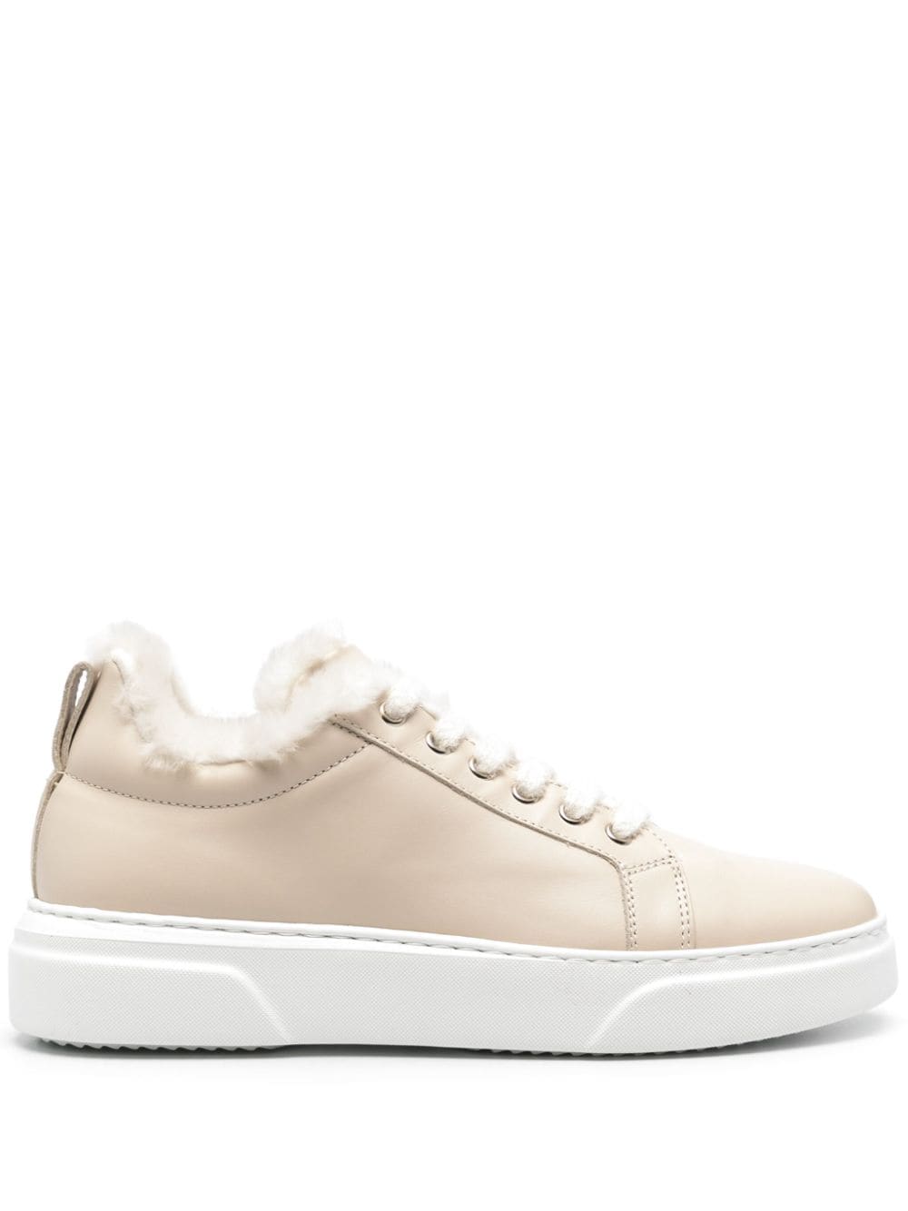 Shop Eleventy Leather Sneakers In Neutrals